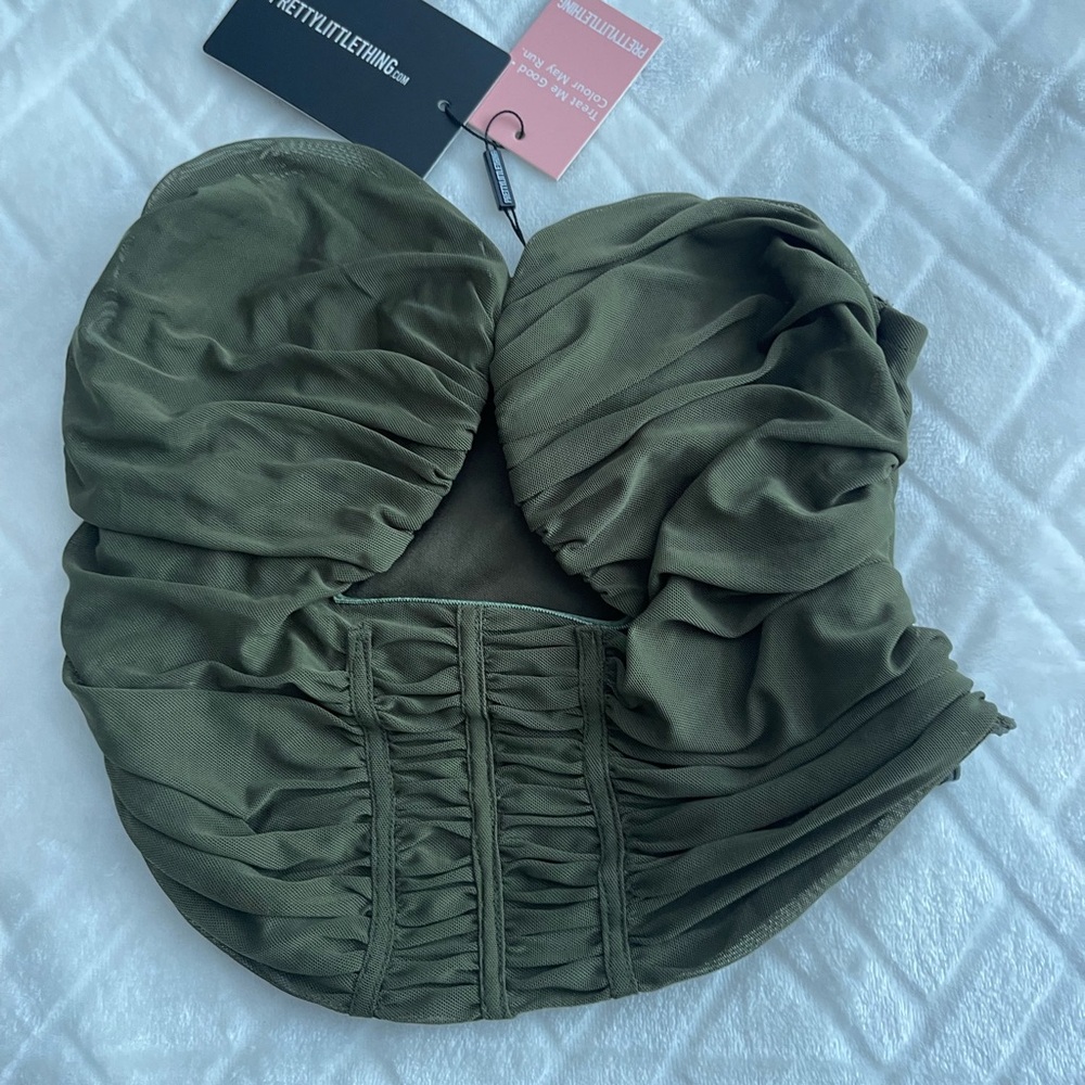 PrettyLittleThing Olive Green CROP TOP NWT